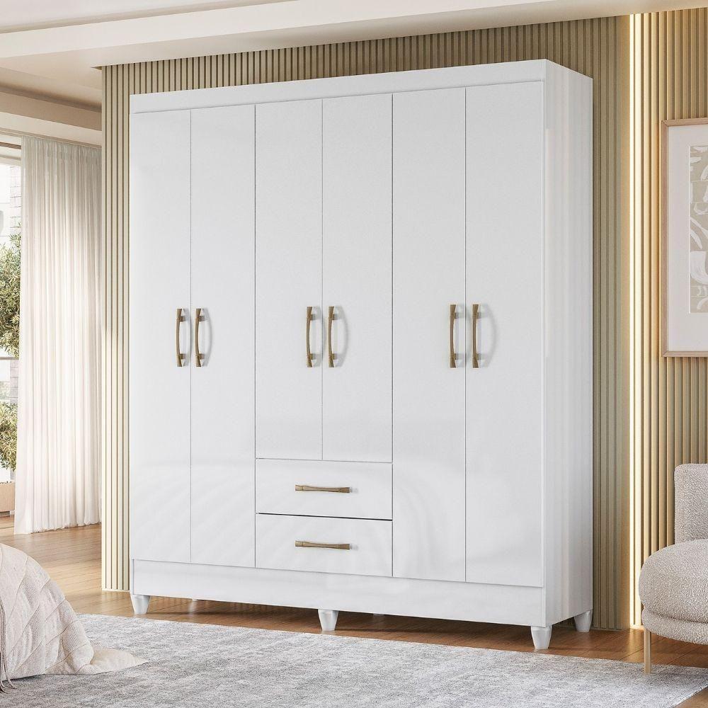 Guarda Roupa Casal Panama 6p 153 Cm Branco - 7