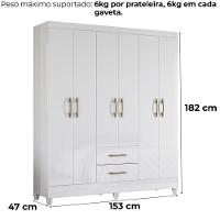 Guarda Roupa Casal Panama 6p 153 Cm Branco - 3