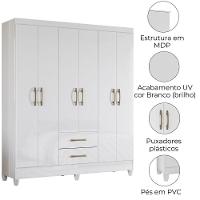 Guarda Roupa Casal Panama 6p 153 Cm Branco
