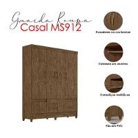 Guarda Roupa Casal Ms912 Com Cômoda Ms913 E Armário Multiuso New íris Castanho Wood – Moval - 3