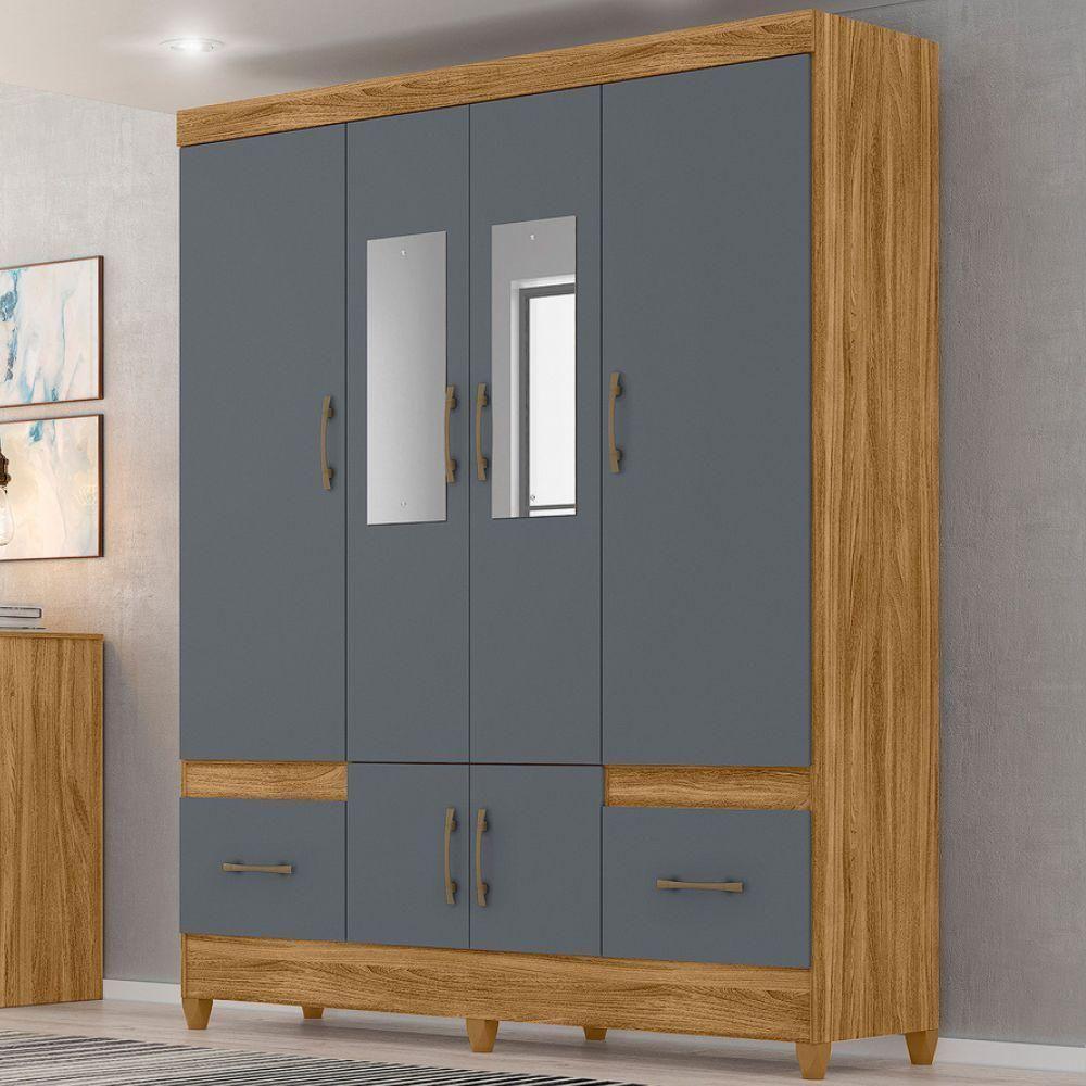 Guarda Roupa Casal Ms912 6p Espelho 165 Cm Freijo Cinza Moval - 2