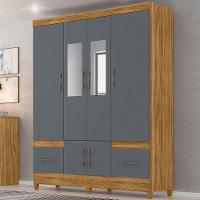 Guarda Roupa Casal Ms912 6p Espelho 165 Cm Freijo Cinza Moval - 2