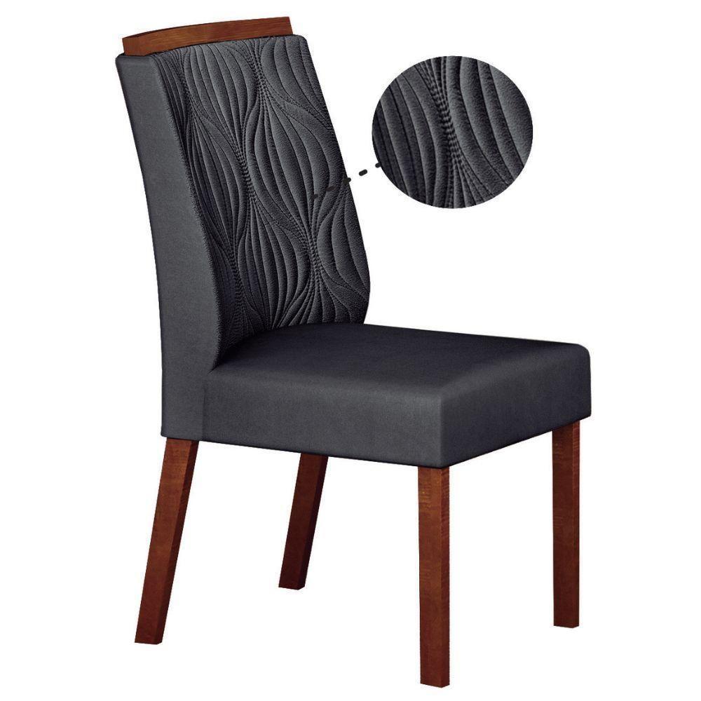 Conjunto 2 Cadeiras De Jantar Ilhéus Veludo Chumbo Pés Em Madeira Maciça Leifer Móveis - 5