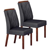 Conjunto 2 Cadeiras De Jantar Ilhéus Veludo Chumbo Pés Em Madeira Maciça Leifer Móveis - 1