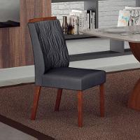 Conjunto 2 Cadeiras De Jantar Ilhéus Veludo Chumbo Pés Em Madeira Maciça Leifer Móveis - 2