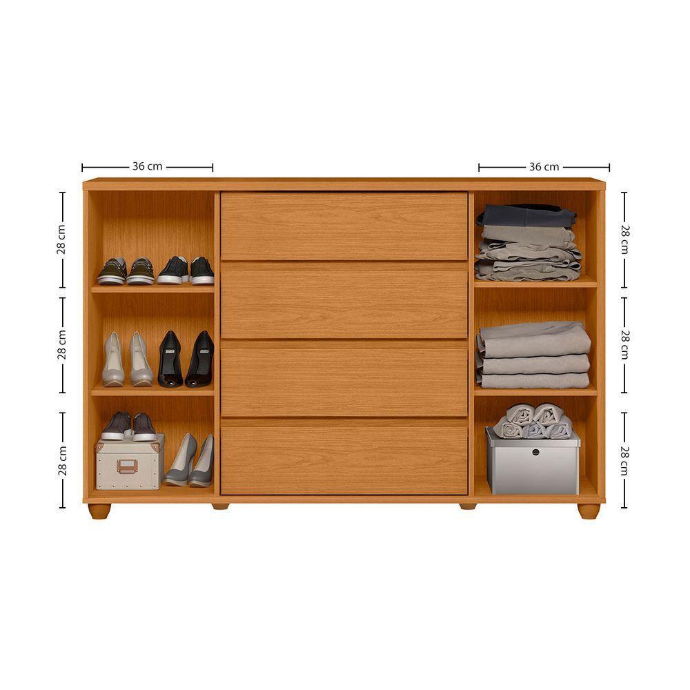 Cômoda Gaveteiro Organizador 4 Gavetas Vivace Cinamomo - 4