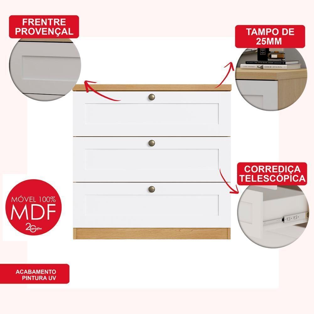 Cômoda Genialflex Infinity 3 Gavetas 100% Mdf Savana-branco - 5