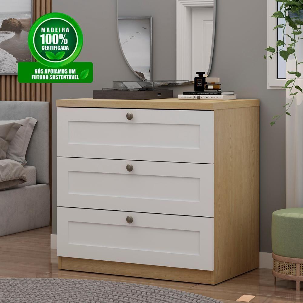 Cômoda Genialflex Infinity 3 Gavetas 100% Mdf Savana-branco - 6