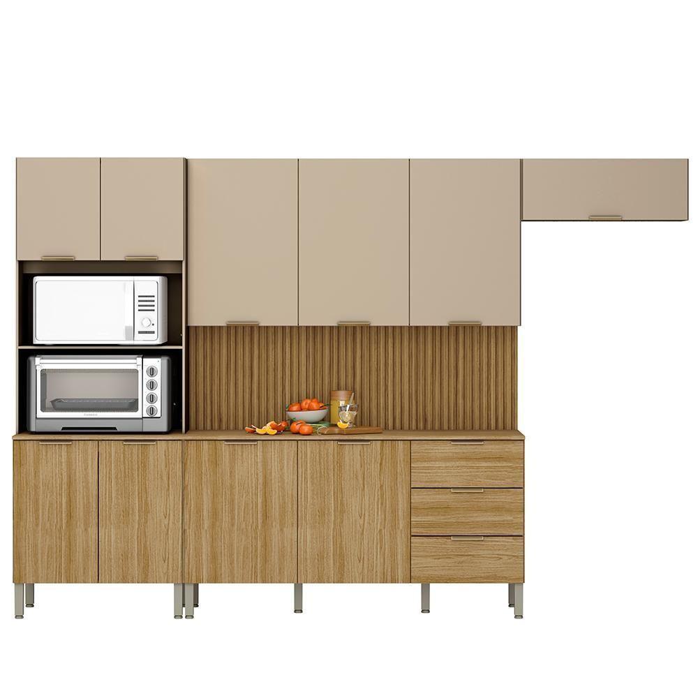 Cozinha Balcao Tampo Glam Freijo Vanilla Cp Ripado Freijo Ktp - 1