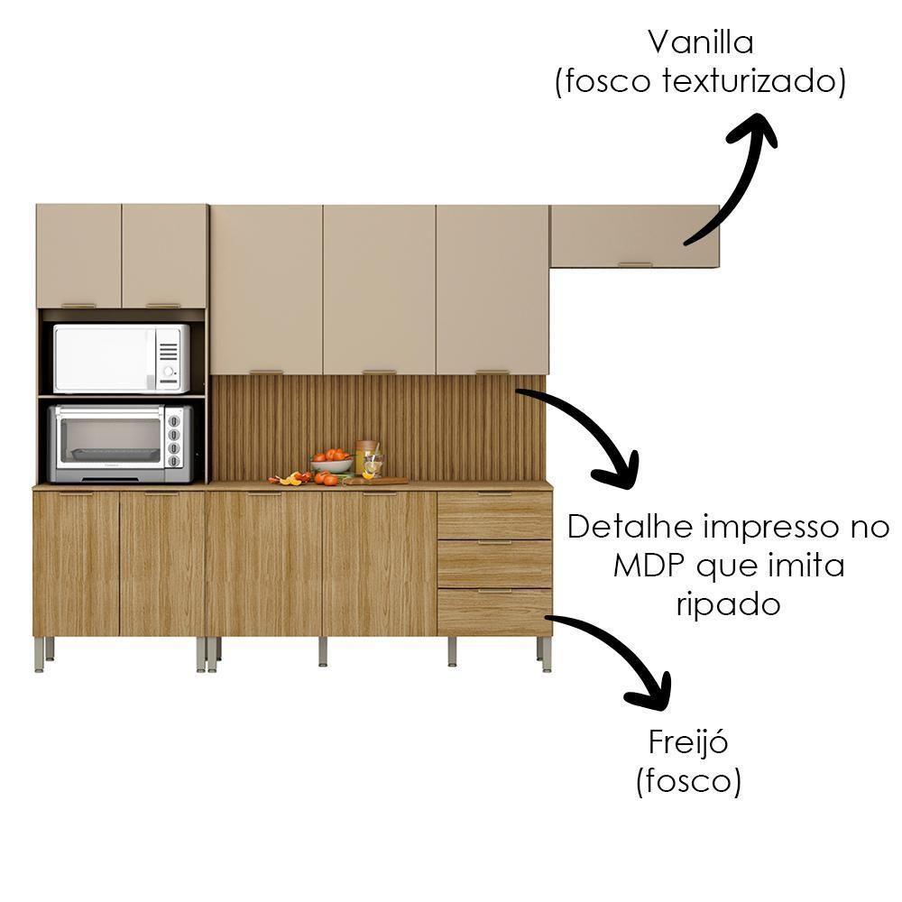 Cozinha Balcao Tampo Glam Freijo Vanilla Cp Ripado Freijo Ktp - 5
