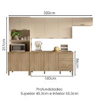 Cozinha Balcao Tampo Glam Freijo Vanilla Cp Ripado Freijo Ktp - 3