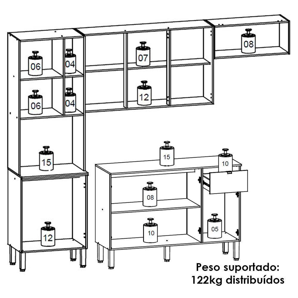 Cozinha Balcao Tampo 251 Cm Mdf Vert Plus Freijo Freijo Soft Ktp - 4