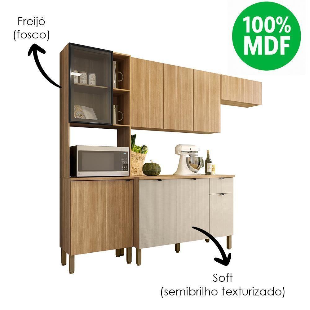 Cozinha Balcao Tampo 251 Cm Mdf Vert Plus Freijo Freijo Soft Ktp - 5