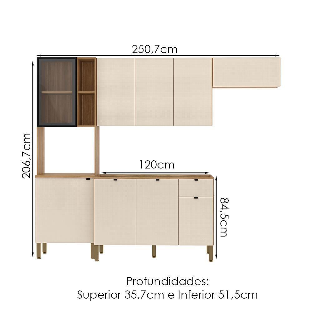 Cozinha Balcao Pia 251 Cm Mdf Vert Plus Freijo Soft Ktp - 4