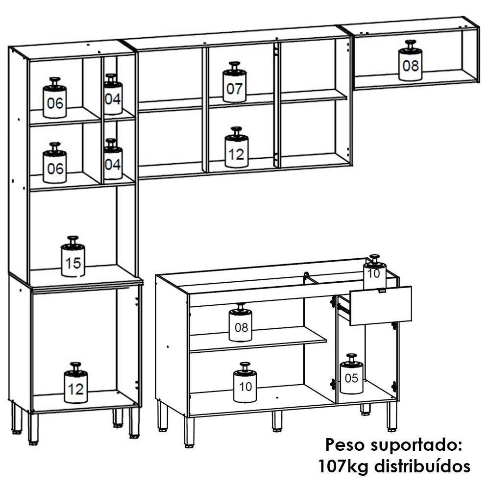 Cozinha Balcao Pia 251 Cm Mdf Vert Plus Freijo Soft Ktp - 5