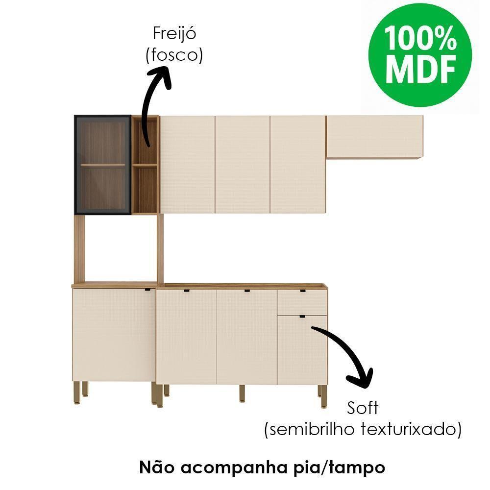 Cozinha Balcao Pia 251 Cm Mdf Vert Plus Freijo Soft Ktp - 6