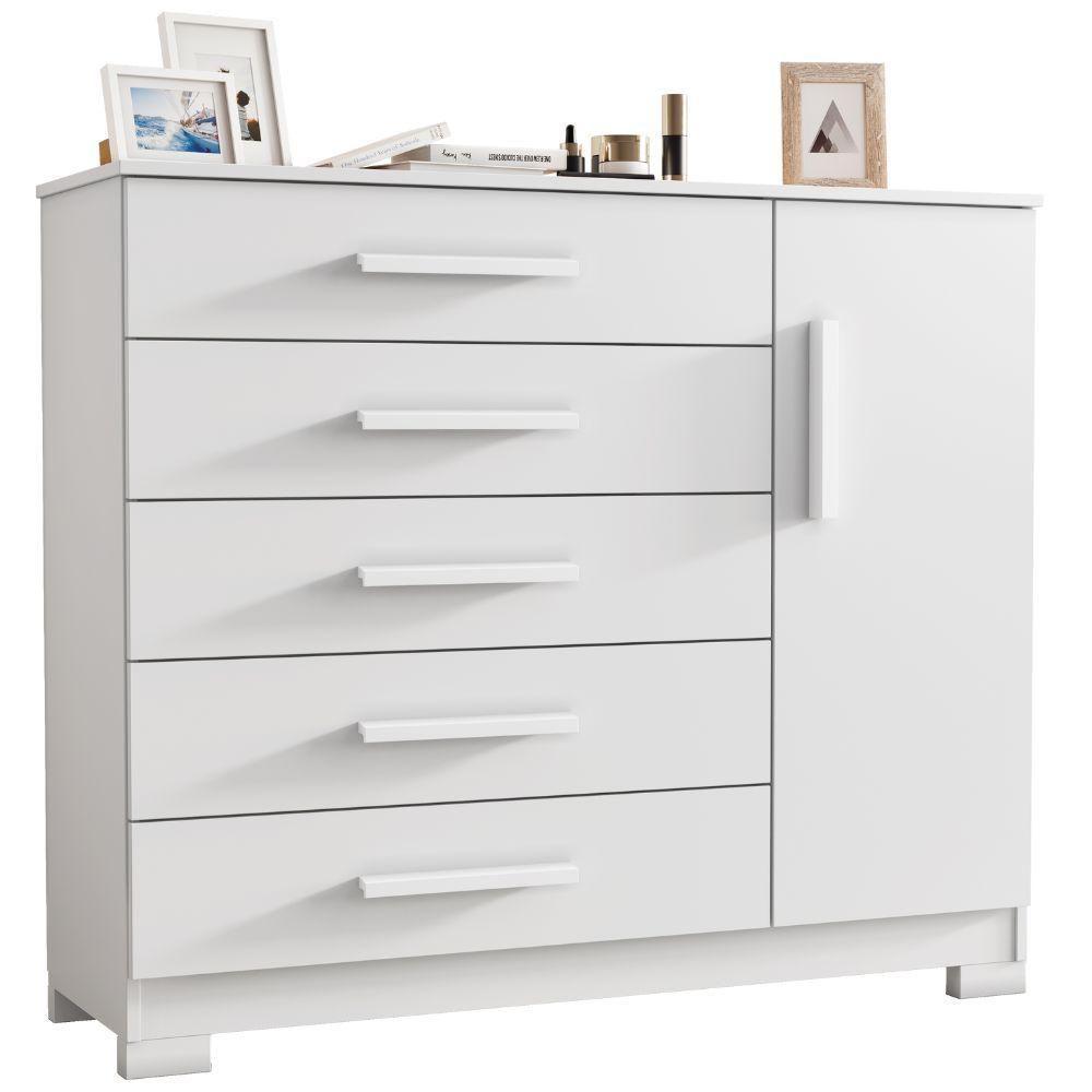 Cômoda Pietra Branco 1 Porta 5 Gavetas Jcm Movelaria - 1