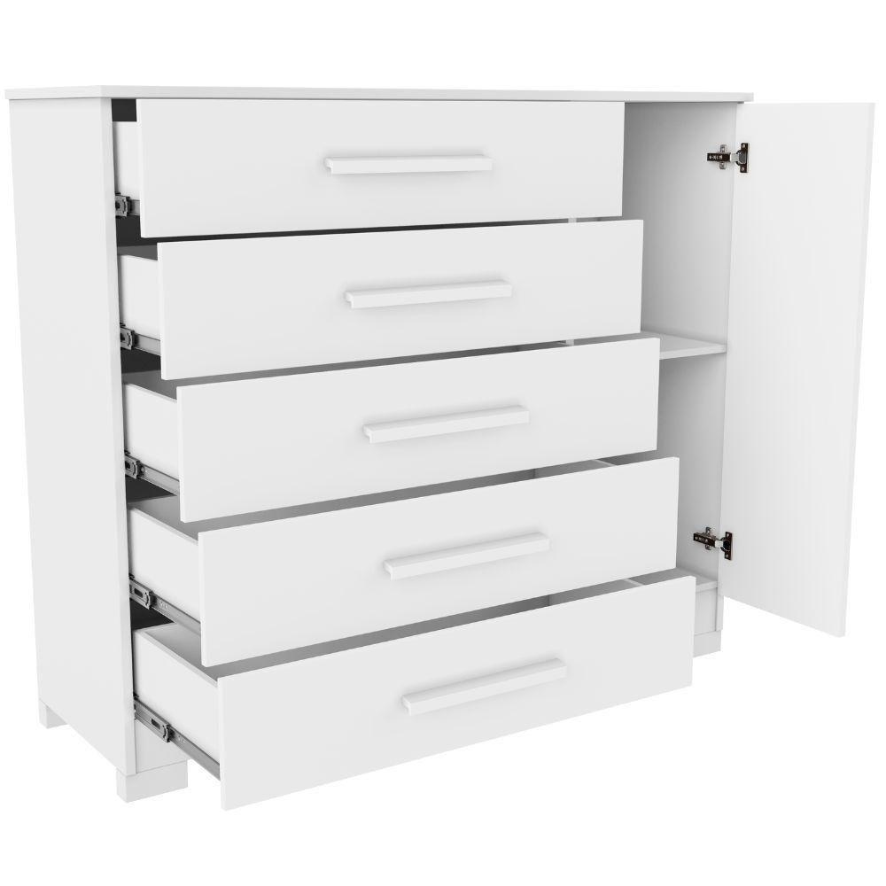 Cômoda Pietra Branco 1 Porta 5 Gavetas Jcm Movelaria - 3