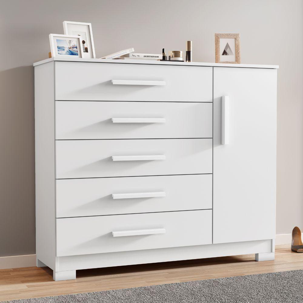 Cômoda Pietra Branco 1 Porta 5 Gavetas Jcm Movelaria - 5