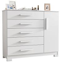 Cômoda Pietra Branco 1 Porta 5 Gavetas Jcm Movelaria - 1