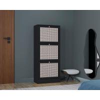 Kit Sapateira Spin Tropical 3 Portas E 2 Mesas De Cabeceira Preto - 2