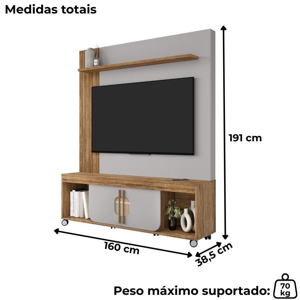 Estante Home Tv 65 Pol 160 Cm Maragogi Cinamomo Off White Bechara - 3