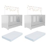 Kit Berço Para Gêmeos 3 Em 1 Com Colchões Inclusos Multimóveis Mp4393 Branco - 1