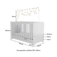 Kit Berço Para Gêmeos 3 Em 1 Com Colchões Inclusos Multimóveis Mp4393 Branco - 7