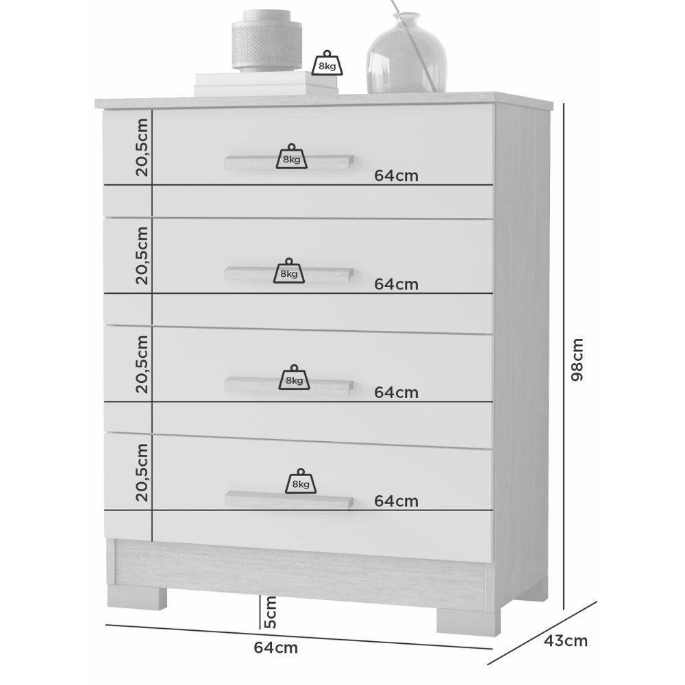 Cômoda Lídia Branco 4 Gavetas Jcm Movelaria - 3