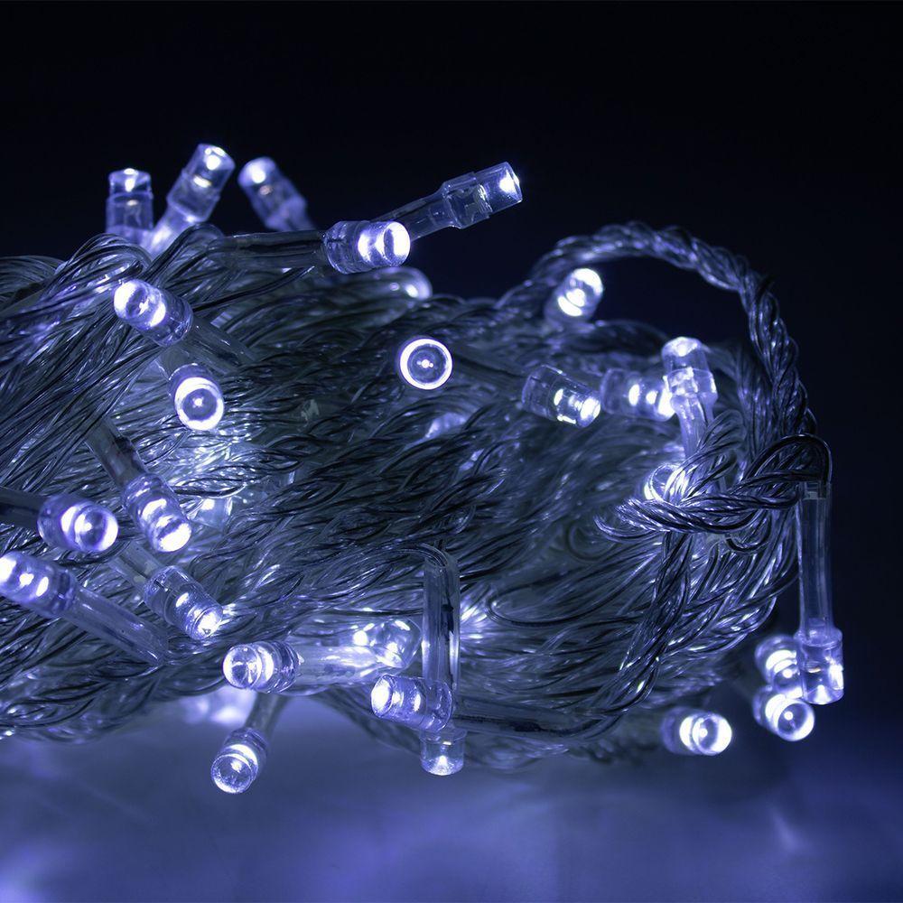 Led Pisca Cordão Com 10 Metros 100 Lampadas Formato Gota Fio Crystal Tomada Luz Natal Ano Novo Branco - 2