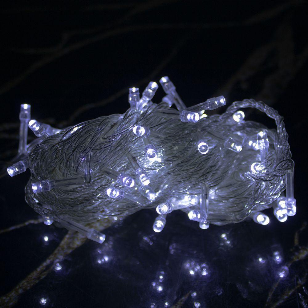 Led Pisca Cordão Com 10 Metros 100 Lampadas Formato Gota Fio Crystal Tomada Luz Natal Ano Novo Branco - 4