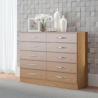 Cômoda 10 Gavetas 117x92cm Quarto Casal Mdp Menu Móveis Carvalho