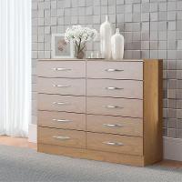 Cômoda 10 Gavetas 117x92cm Quarto Casal Mdp Menu Móveis Carvalho - 1