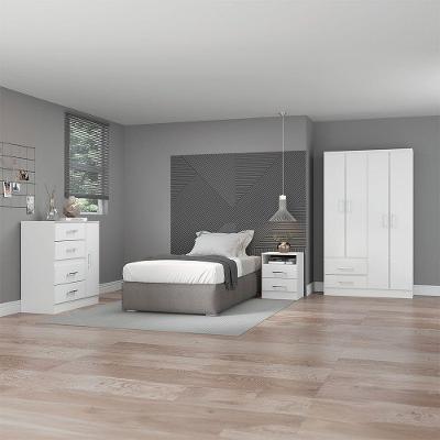 Kit Solteiro Guarda Roupa Cômoda Mesa Cabeceira Menu Móveis Branco