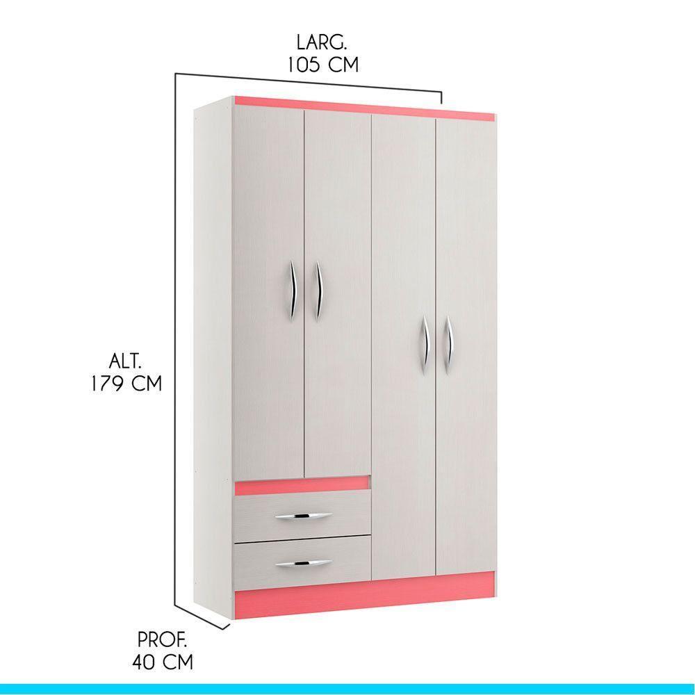 Kit Quarto Infantil Com Guarda-roupa E Cômoda Menu Móveis Branco - 4