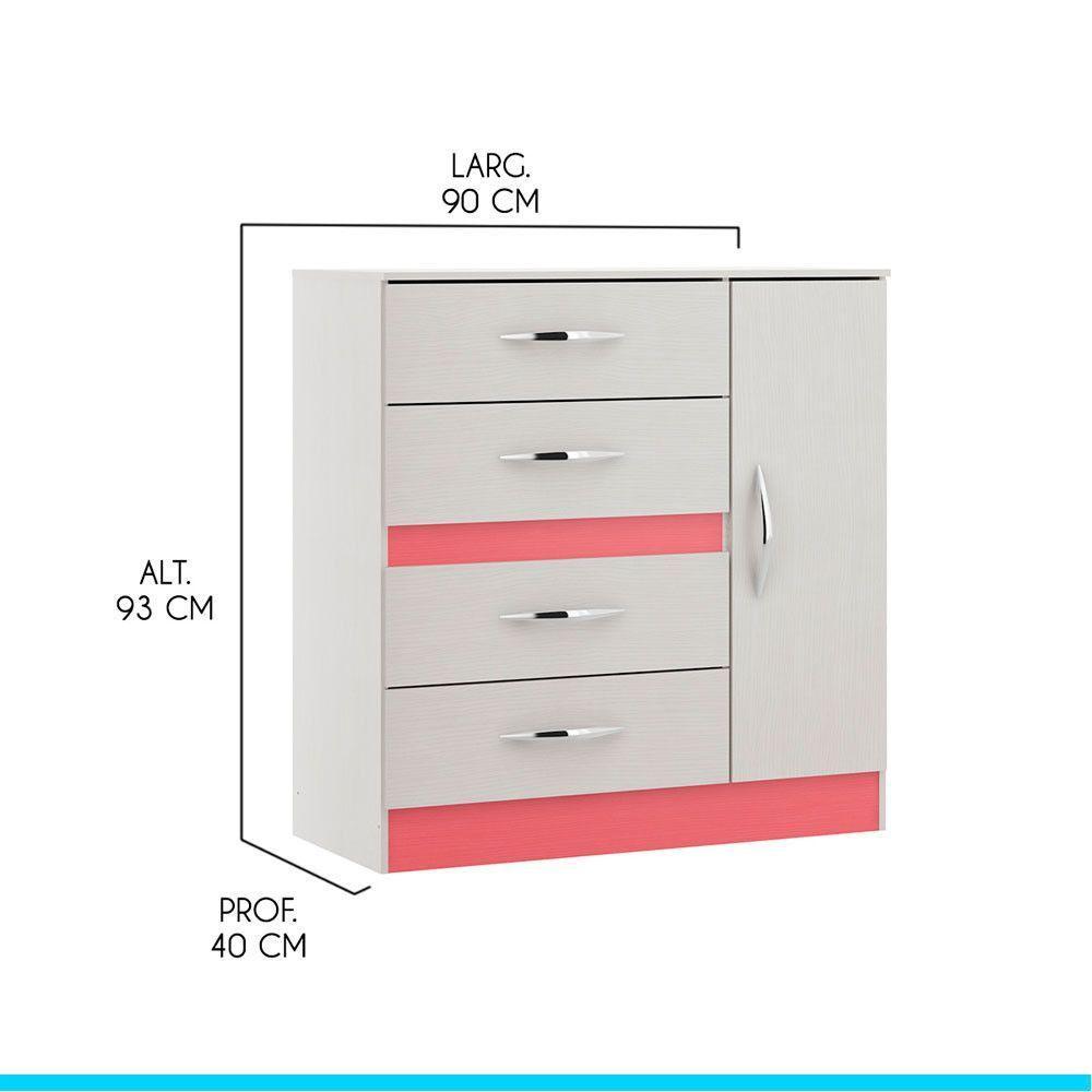 Kit Quarto Infantil Com Guarda-roupa E Cômoda Menu Móveis Branco - 5