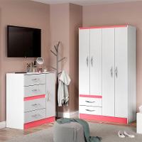 Kit Quarto Infantil Com Guarda-roupa E Cômoda Menu Móveis Branco - 1