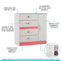 Kit Quarto Infantil Com Guarda-roupa E Cômoda Menu Móveis Branco - 3