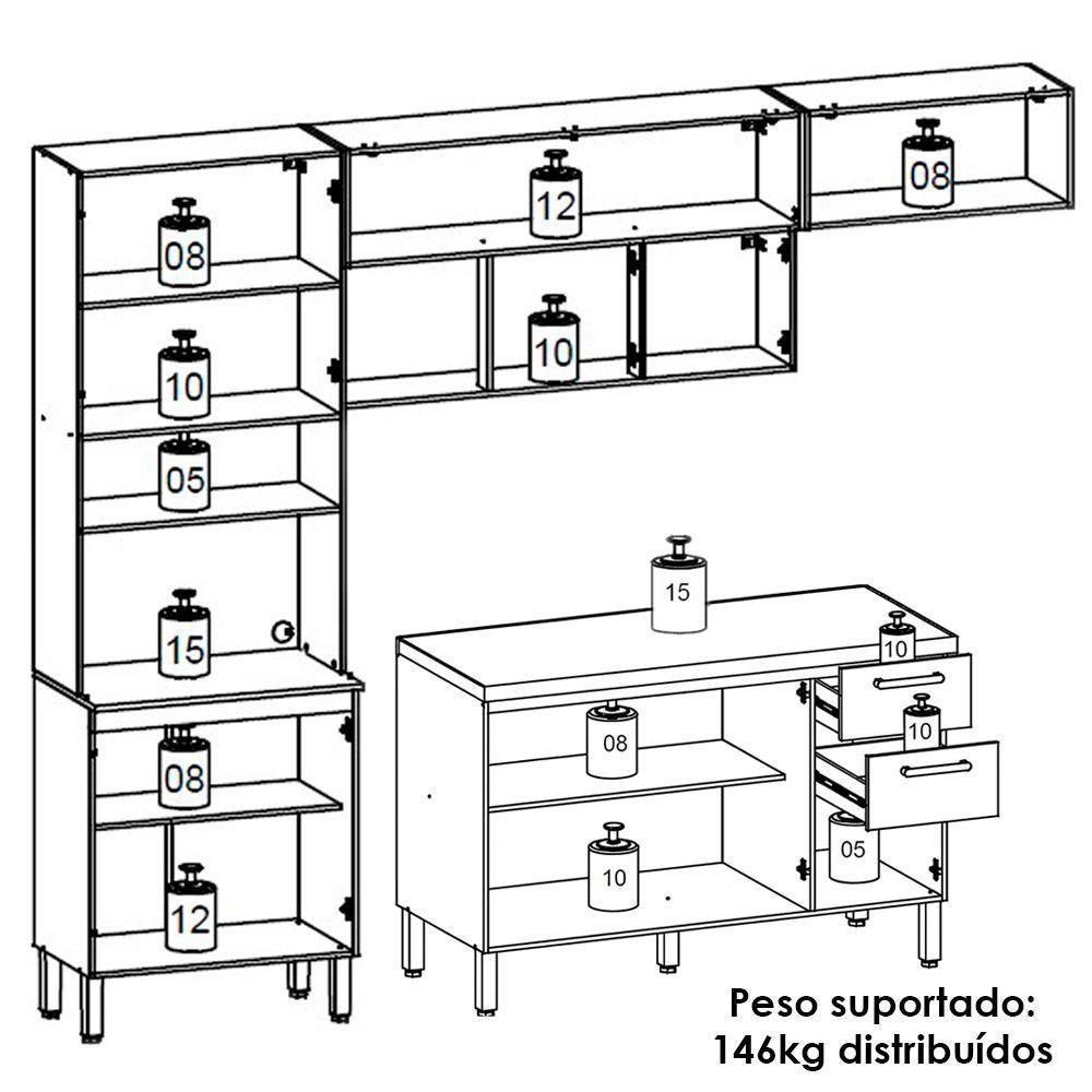 Cozinha 4 Pecas Urbane 260 Cm Freijo Vanilla Cp Ripado Freijo Ktp - 4