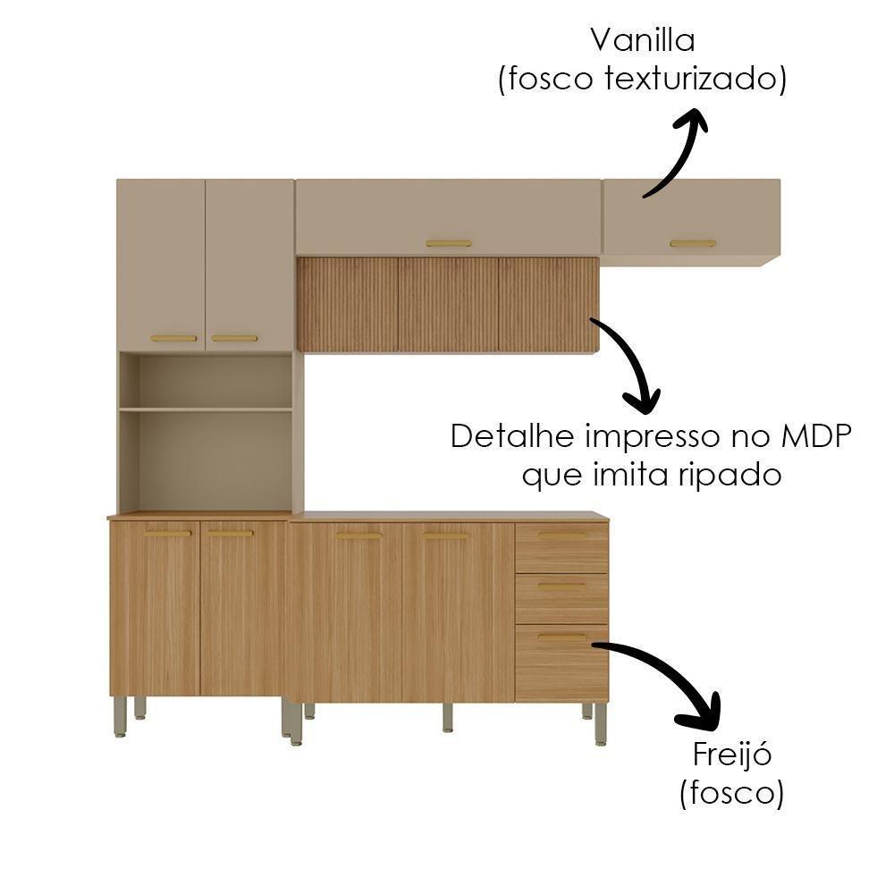 Cozinha 4 Pecas Urbane 260 Cm Freijo Vanilla Cp Ripado Freijo Ktp - 5