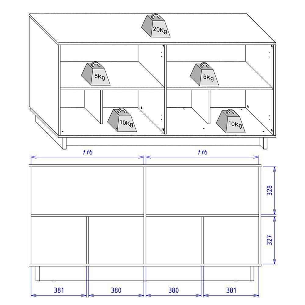 Cristaleira Guanabara E Balcão Buffet Vitoria Noce Milano Preto Colibri - 5