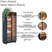 Cristaleira Guanabara E Balcão Buffet Vitoria Noce Milano Preto Colibri - 6