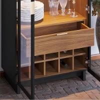 Cristaleira Guanabara E Balcão Buffet Vitoria Noce Milano Preto Colibri - 9