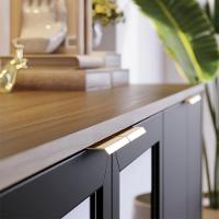 Cristaleira Guanabara E Balcão Buffet Vitoria Noce Milano Preto Colibri - 10