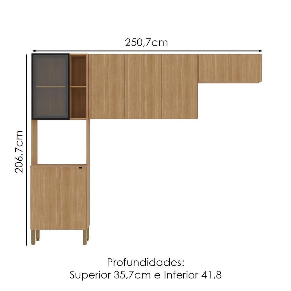Cozinha 3 Pecas 251 Cm Mdf Vert Plus Freijo Freijo Abs Pto Ktp - 3