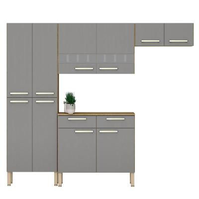 Cozinha Com Balcao Nala 222 Cm Freijo Gris Ktp Freijo Gris