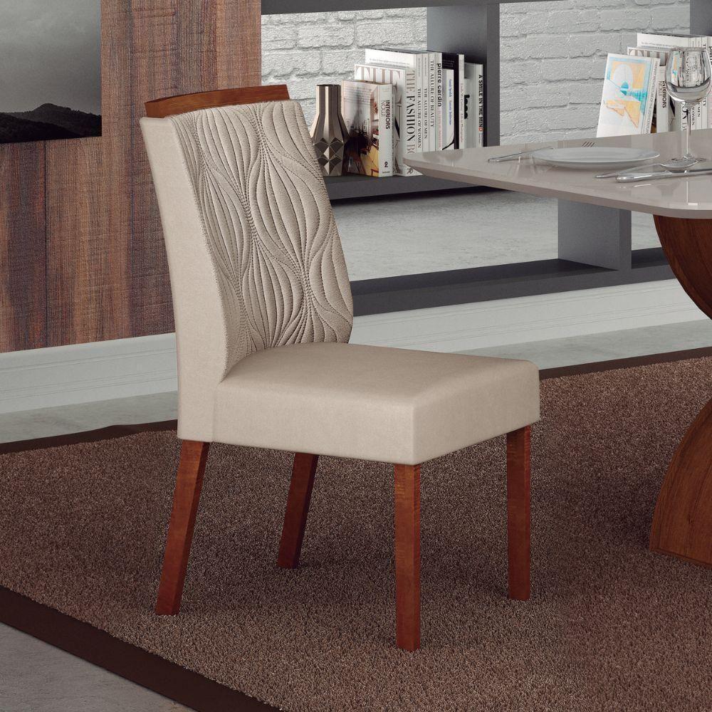 Conjunto 2 Cadeiras De Jantar Ilhéus Veludo Palha Pés Em Madeira Maciça Leifer Móveis - 2