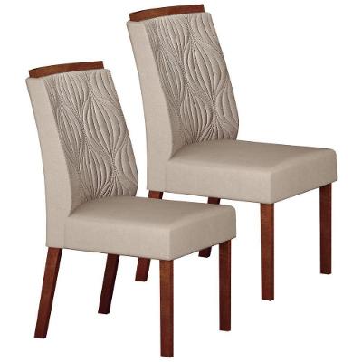 Conjunto 2 Cadeiras De Jantar Ilhéus Veludo Palha Pés Em Madeira Maciça Leifer Móveis