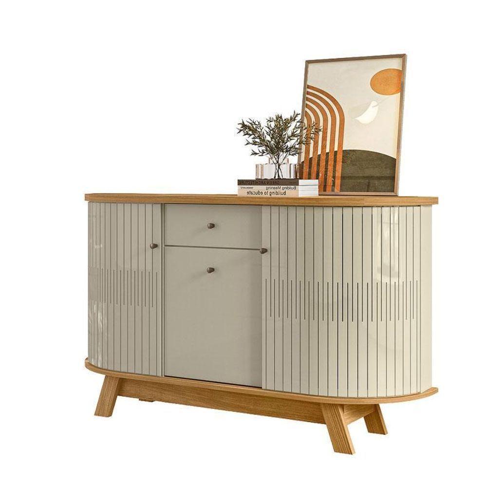 Estante Home Theater Bancada Frizz Sublime Com Aparador Para Sala Buffet Monza Cumaru Opala - Madetec - 4