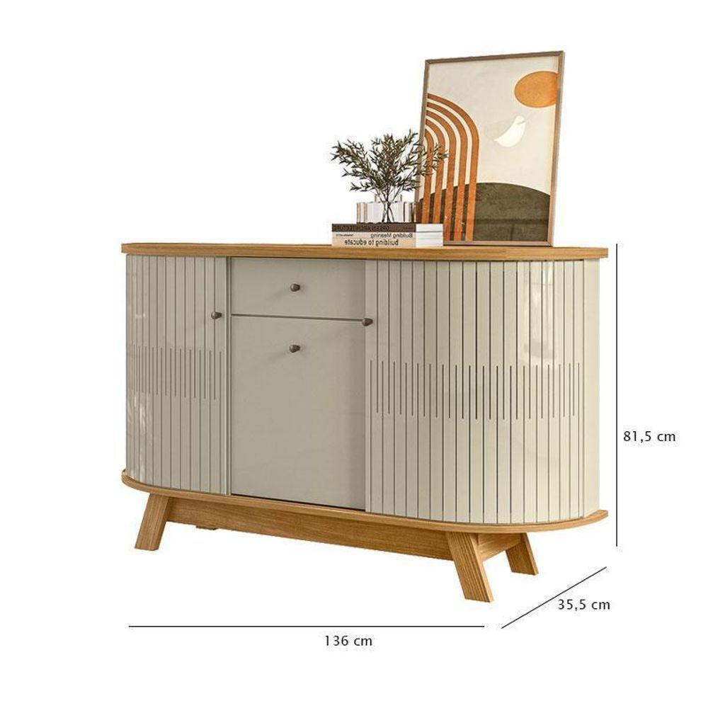 Estante Home Theater Bancada Frizz Sublime Com Aparador Para Sala Buffet Monza Cumaru Opala - Madetec - 5